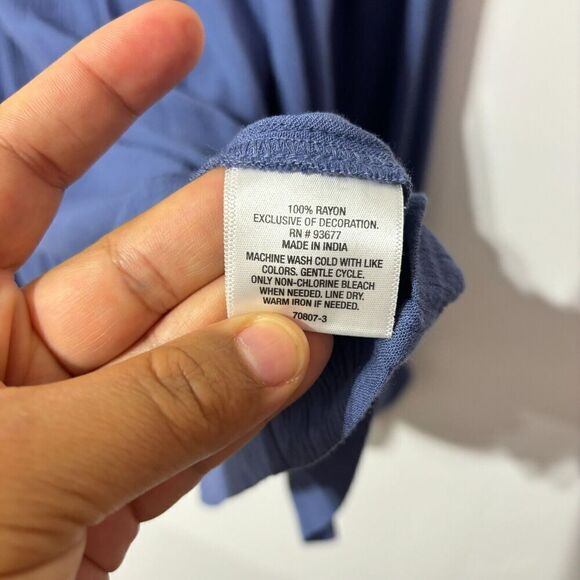 NWT A.N.A Women's Blouse Top Bijou Blue 5X Pleated Scoop Neck Balloon Sleeve - Picture 7 of 9